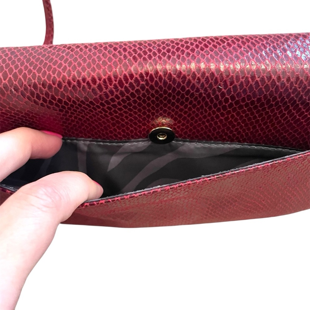 Anne Klein Red Clutch with Shoulder Strap - Picture 5 of 9